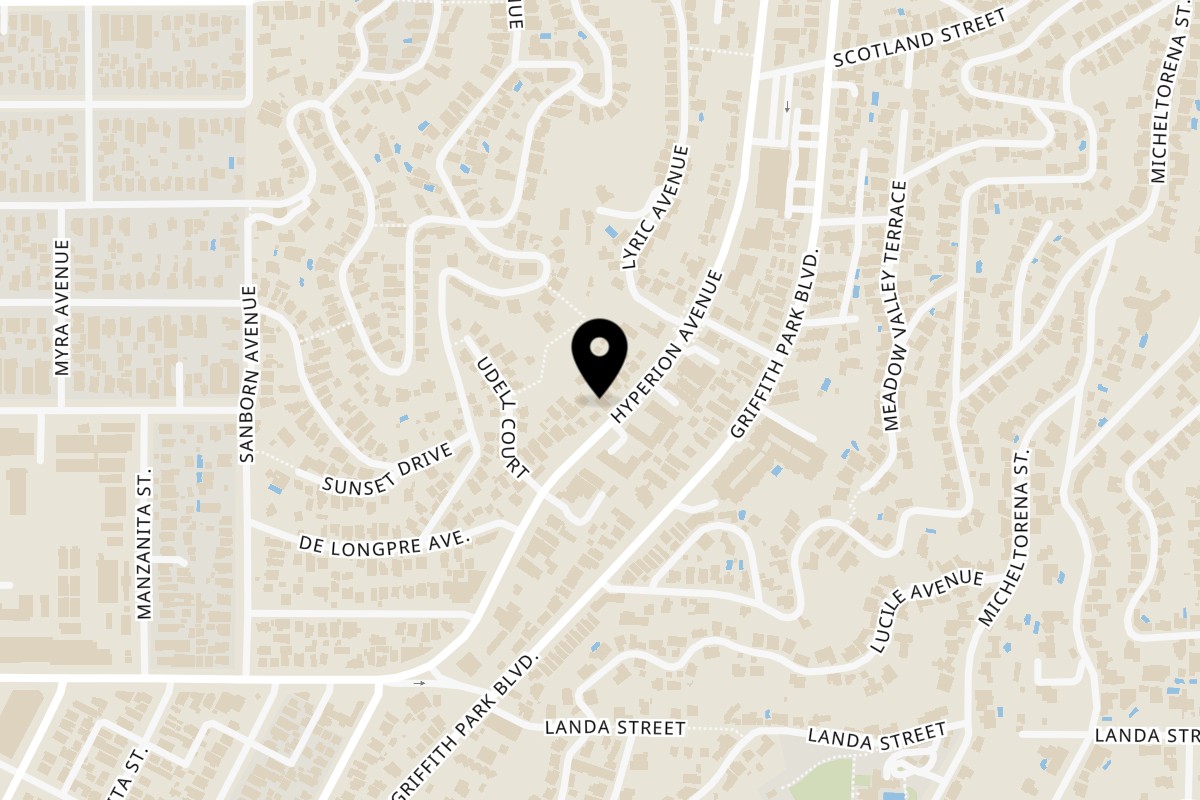 Map showing the location of O Banh Mi on 1997 Hyperion Ave in Los Angeles